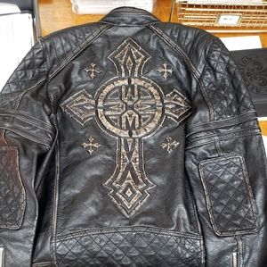 Affliction leather motorcycle jacket
